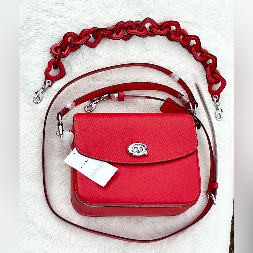 NWT ❤️Coach Cassie 19 Red Sport in Pebble Leather. 3 straps & dust bag included - Picture 2 of 16